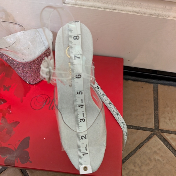 NIB Pleaser Flamingo 808-LG Silver Glitter Platform Stiletto Pole Dance Heels - Picture 10 of 12